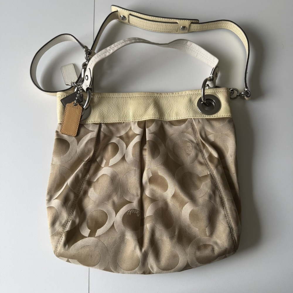 Vintage Signature Madison Coach Bag Authentic #A1069-14579 Beige Good Condition